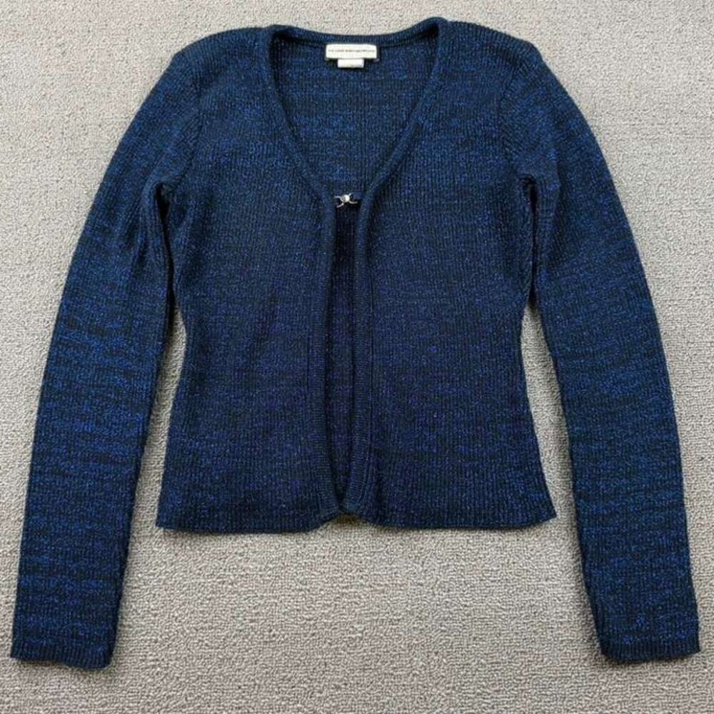 Vintage The Great American Sweater Cardigan Women M Blue Clasp Metallic‎ US Made